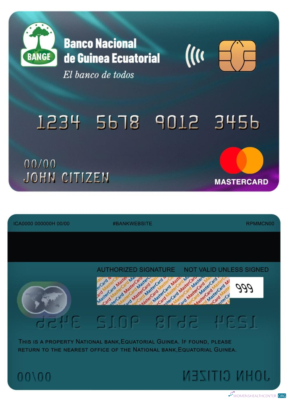 Download Equatorial Guinea National bank mastercard Photoshop template